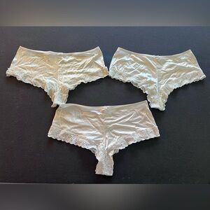Cacique Set of 3 Lace-Trim panties in white satin Size 14/16 loving worn #C-1